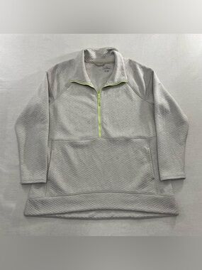LL Bean Sweatshirt Womens XL Beige Oatmeal Flexforward Quilted 1/2 Zip Pullover